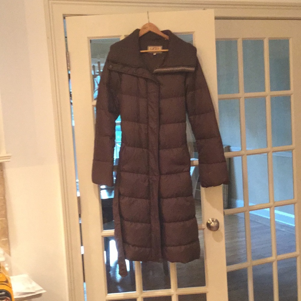 Brown Ugg Maxi Belted Puffer Coat